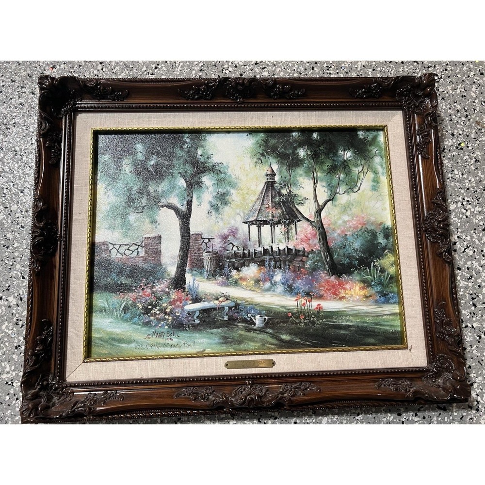 Marty Bell Goldfinch Garden Framed Limited Edition Canvas Print w/ COA 1996